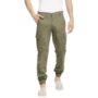 MANSLOOK Indian Garage Co Men Slim Fit Solid Mid Rise Cuffed Cargos Green, 36