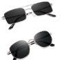 MANSLOOK Unisex Non-Polarized Shades Glasses Rectangle Retro Vintage Narrow Sunglasses Small Narrow Square Sun Glasses Combo Offer Pack Of 2 Mave-005, Black