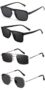 MANSLOOK Unisex combo offer pack of 4 shades Unisex Fashion Sunglasses Set, 4 Pairs, Metal Frame, Black and Silver TH-174