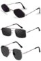 MANSLOOK Unisex combo offer pack of 3 shades Unisex Fashion Sunglasses Set, 3 Pairs, Metal Frame, Black and Silver – Combo3-1898