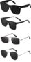 MANSLOOK Unisex Combo Offer Pack Of 4 Shades Glasses Square Non Polarized Sunglasses Rectangle Retro Vintage Narrow Women::Men Small Narrow Square Sun Glasses Combo Offer Pack Of 4 Mc-003