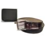 MANSLOOK Combo Pack of Leather Belt with Wallet Set, Brown, Genuine Leather, Contrast Stitching (34)