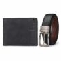 MANSLOOK Men’s Gift Set – Reversible Vegan Leather Belt (Black & Brown) + Slim Bifold Wallet with Coin Pocket & Detachable Card Holder | Premium Combo Box for Men | Ideal Festive Gifting