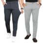 MANSLOOK Men Slim Fit Lycra Blend Trousers | Stretchable, Wrinkle-Resistant & Breathable Pants with Pockets | Ideal for Office & Casual | Pack of 2