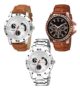 MANSLOOK Premium Special Super Quality Assorted Dial Analog Watches Combo Look Like Handsome for Boys and Mens Pack of – 3(437-MIN-BRW), Band: Assorted