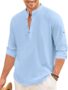 MANSLOOK Men’s Cotton Polyester Henley Short Kurta with Mandarin Collar Long Sleeeve Button Closure Curved Hem Regular Fit | Kurta for Men Stylish