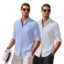 MANSLOOK Fashion Men’s Polycotton Casual Textured Button Down Regular Fit Shirts Long Sleeve Shirt (Available in Plus Size and Combo Pack of 2)