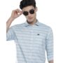 MANSLOOK Indian Garage Co Men’s Cotton Slim Fit Striped Full Sleeves Cutaway Collar Casual Shirt