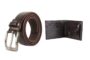 MANSLOOK Men Leather Belt & Brown Wallet Combo With Wooden Gift Box(24-09)