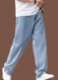 MANSLOOK ROUTE Loose Fit Mid Rise Light Blue Men Denim Jeans