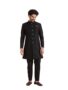 MANSLOOK Men’s Indo-Western Sherwani Trouser Set, Black Jacquard, Woven Design Regular Fit Mandarin Collar Long Sleeves