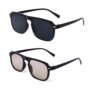 MANSLOOK Square Hexagonal Sunglasses, UV Protected, Black Frame with Multiple Lens Colors, Unisex, Combo of 2 Sunglasses