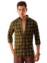 MANSLOOK Indian Garage Co Men Slim Fit Checkered Full Sleeves Cutaway Collar Casual Shirt