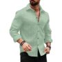 MANSLOOK Men’s Regular Fit Button Down Dress Shirts Textured Long Sleeve Casual Hawaiian Shirt