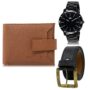 MANSLOOK Mens Combo of Watch with Artificial Leather Wallet & Belt FZ-LR112-WL10-BL01