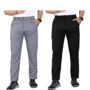 MANSLOOK Men’s Formal Stretchable Trousers | Regular Fit Polycotton Knitted Pants for Office, Business Pack of 2