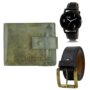 MANSLOOK Watch-Artificial Leather Belt & Wallet Combo for Men (Fz-Lr06-Wl22-Bl01)