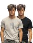MANSLOOK Trendy Printed Cotton Blend Crew Neck/Round Neck Half Sleeve Tshirt for Men- Pack of 2