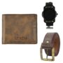MANSLOOK Watch-Artificial Leather Belt & Wallet Combo for Men (Fz-Lr22-Wl24-Bl02)