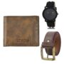 MANSLOOK Watch-Artificial Leather Belt & Wallet Combo for Men (Fz-Lr21-Wl24-Bl02)