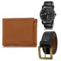 MANSLOOK Watch-Artificial Leather Belt & Wallet Combo for Men (Fz-Lr70-Wl03-Bl01)