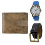 MANSLOOK Watch-Artificial Leather Belt & Wallet Combo for Men (Fz-Lr28-Wl23-Bl01)