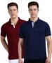 MANSLOOK Cozi Men Cotton Regular Fit Polo Neck Half Sleeve Solid Casual T-Shirt with Chest Pocket | Pack of 2 |