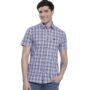 MANSLOOK Indian Garage Co Men’s Cotton Slim Fit Checkered Half Sleeves Cutaway Collar Casual Shirt