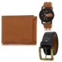 MANSLOOK Combo for Men of Artificial Leather Belt-Wallet-Watch for Men (Fz-Lr01-Wl03-Bl01)