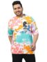 MANSLOOK 100% Pure Cotton Officical Disney Merchandise Mickey Mouse Printed Oversized Drop Shoulder Tie & Dye T-Shirt for Men (Sizes: 2XL to 5XL)
