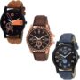 MANSLOOK Premium Analog Multi-Colour Dial Men’s Watch – An-Combo-01-02-Mino, Multi-Color, Leather