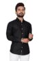 MANSLOOK Cotton Blend Solid Shirt with Spread Collared Full Sleeve Button Closure Curved Hem Straight Length and One Pocket