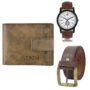 MANSLOOK Watch-Artificial Leather Belt & Wallet Combo for Men (Fz-Lr11-Wl23-Bl02)