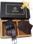 MANSLOOK Men’s Premium Leather Belt & Wallet Gift Set – Combo with Elegant Ribbon Gift Box (GIFTCOB42BRN)