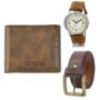 MANSLOOK Watch-Artificial Leather Belt & Wallet Combo for Men (Fz-Lr16-Wl24-Bl02)