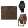 MANSLOOK Watch-Artificial Leather Belt & Wallet Combo for Men (Fz-Lr21-Wl04-Bl02)