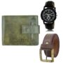 MANSLOOK Watch-Artificial Leather Belt & Wallet Combo for Men (Fz-Lr13-Wl22-Bl02)