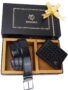 MANSLOOK Men’s Premium Leather Belt & Wallet Gift Set – Combo with Elegant Ribbon Gift Box (GIFTCOB40BL)