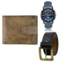 MANSLOOK Watch-Artificial Leather Belt & Wallet Combo for Men (Fz-Lr02-Wl24-Bl01)