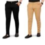 MANSLOOK Slim Fit Formal Trousers, Cotton Blend Stretchable Office Wear Pants, Pants Pack Of 2