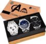 MANSLOOK Premium Special Super Quality Analog Watches Combo Look Like Handsome For Boys And Mens Pack Of – 3(Stl-437-436, Multi-Colour, Multicolour)