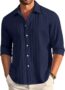 MANSLOOK FASHION Men’s Casual Cotton Plain Button Down Shirt Long Sleeve Textured Summer Beach Shirt for Men
