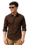 MANSLOOK Brown Slim Fit Casual Shirt | Cotton Blend Full Sleeve Solid Shirt, Office & Party Outfits