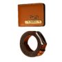 MANSLOOK Wallet & Belt Gift Set for Men | Personalized Leather Wallet Combo with Name Engraving (Tan)