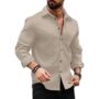 MANSLOOK Men’s Regular Fit Button Down Dress Shirts Textured Long Sleeve Casual Hawaiian Shirt