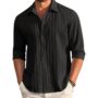 MANSLOOK Casual Shirts Long Sleeve Popcorn Shirt | Stylish Textured Full Sleeve Top | Lightweight Summer Beachwear | Fashion Shirt for Men