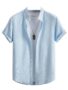 MANSLOOK STUFF Men’s Stylish Polycotton Regular Fit Chinese Collar Half Sleeve Shirt – Solid Color