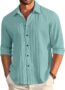 MANSLOOK FASHION Men’s Casual Cotton Plain Button Down Shirt Long Sleeve Textured Summer Beach Shirt for Men