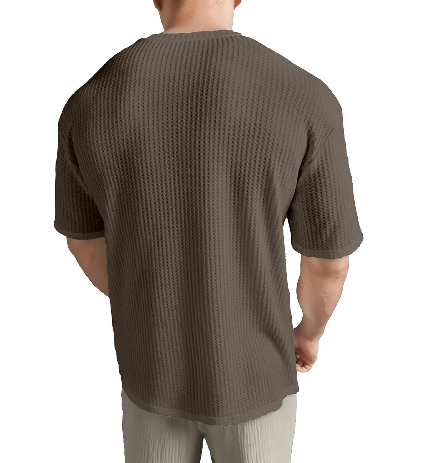 MANSLOOK Men Oversized T Shirt Solid Dotted Design | Round Neck Loose Fit Drop Shoulder Casual Cotton T-Shirt for Men - Image 8