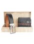 MANSLOOK Leather Belt & Wallet Wooden Combo Gift Set for Men I Gift for Friend, Boyfriend,Husband,Father, Son, Corporate Gift (Pack of 2) 43AUTO16BRWOODCO